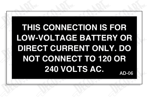 AD-06: Connection for low voltage battery or direct current only. Pack of 100.