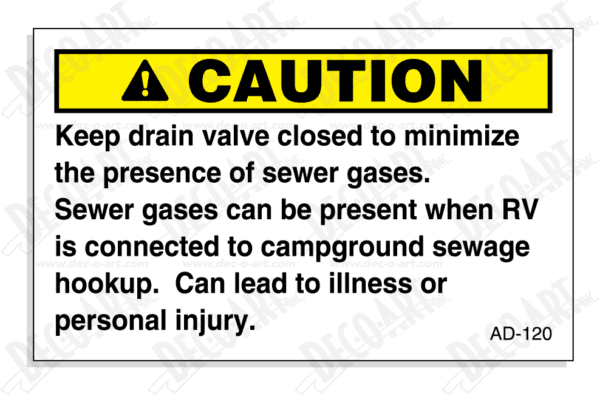 AD-120: Keep drain valve closed. Pack of 100.