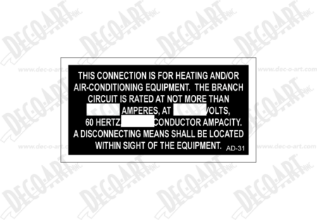 AD-31 label graphic. Air conditioning connection