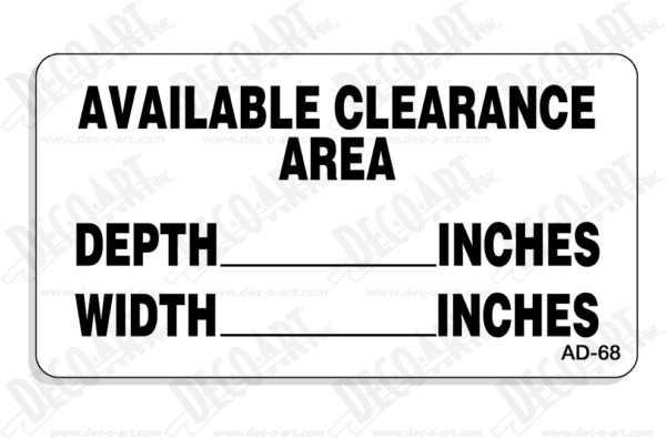 AD-68: Available clearance area. Pack of 100.