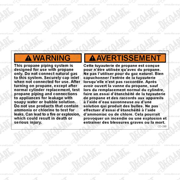 CD-29B: This system is designed for use with propane only. Pack of 100.