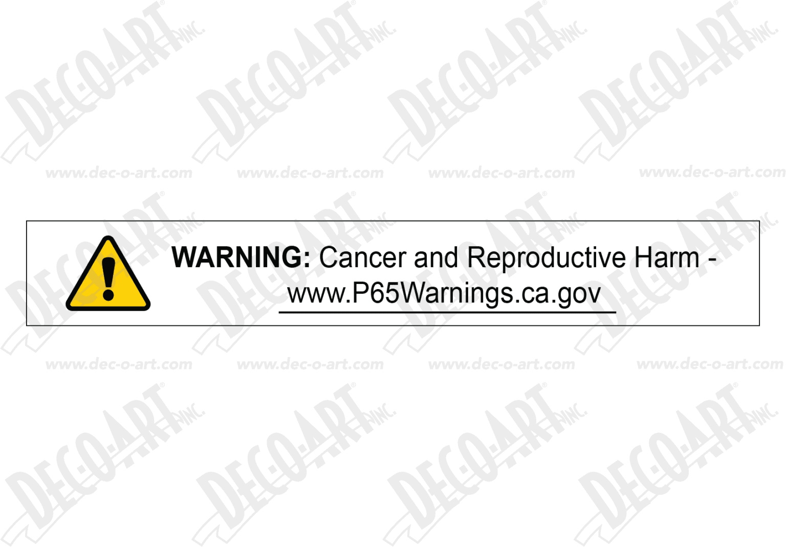 DD03 Prop 65 Warning Cancer and Reproductive Harm. Pack of 100
