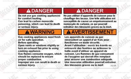 DD-26F: Not safe to use cooking appliances for comfort heat. For Canada. Pack of 100.