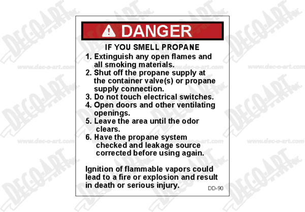DD-90: If you smell propane instructions. Pack of 102.