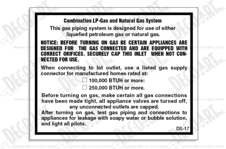 DS-17 label graphic. LP-gas and nat/system (manufactured home)