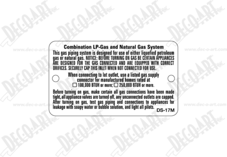 DS-17M: LP gas and natural gas system (metal). Pack of 100.