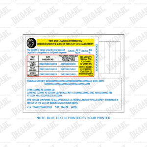 FD-337 label graphic. Combo Federal Certification Label and Tire Placard for USA/Canada. French and English.