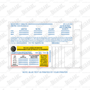 FD-342 label graphic. Up to 3 Axle Federal Certification Label and Tire Placard for USA/Canada.