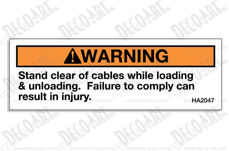 HA2047 label graphic. Stand clear of cables-warning.