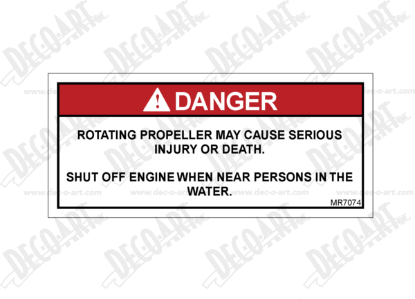 MR7074: Shut off engine when near persons in the water. Pack of 100.
