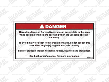 MR7077. Danger! Hazardous levels of carbon monoxide can accumulate in this area.