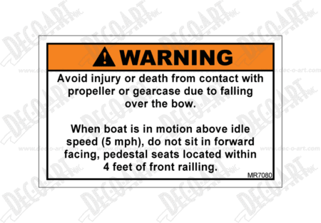 MR7080. Warning! Avoid injury or death from contact with propeller or gearcase