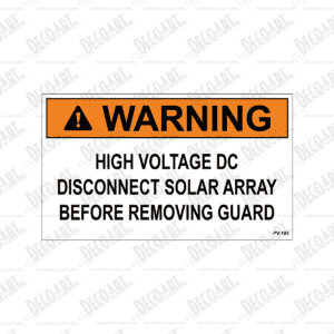 WARNING High Voltage DC Disconnect Solar array before removing guard.