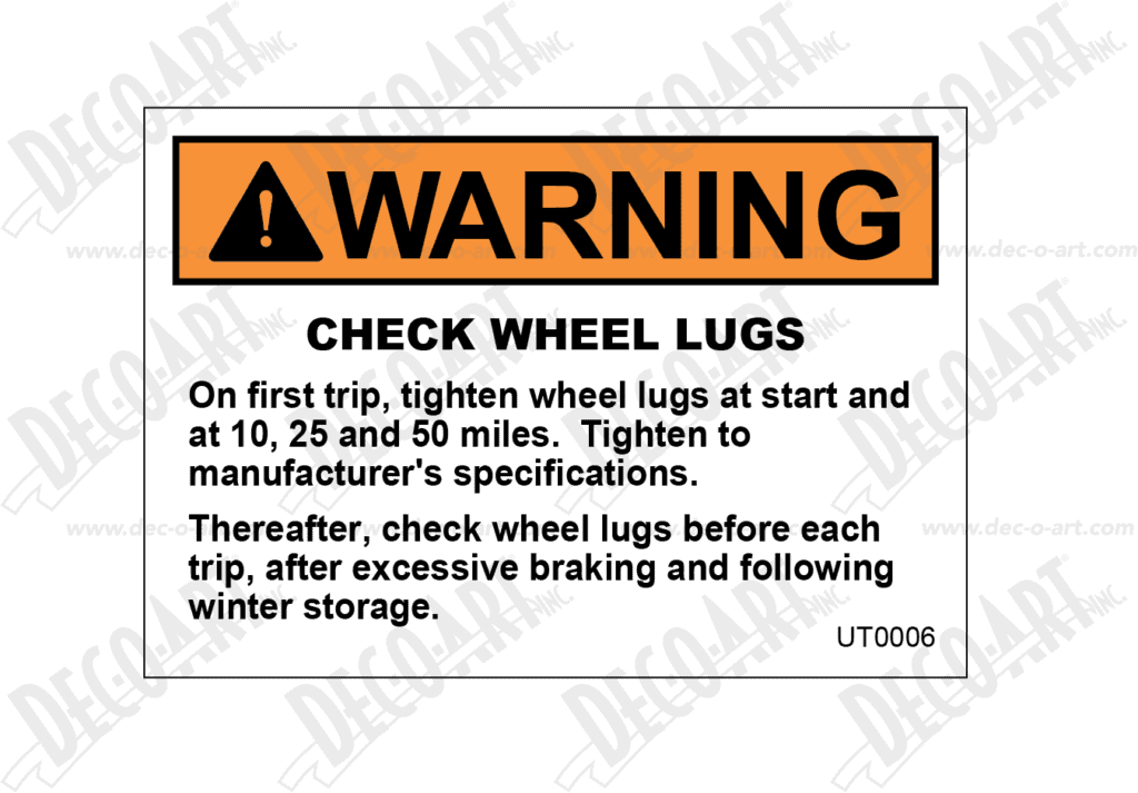 UT0006: Check wheel lugs. Pack of 100. - Dec-O-Art