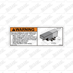 UT0024 label graphic. Wrong loading for gooseneck trailer
