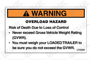 UT0068 label graphic. Overload hazard