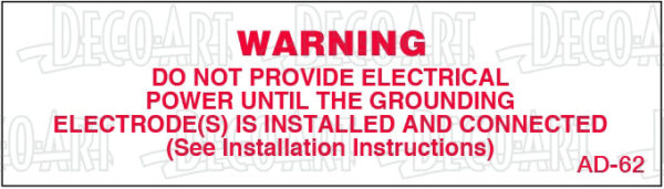 AD-62: Power supply warning. Pack of 100.