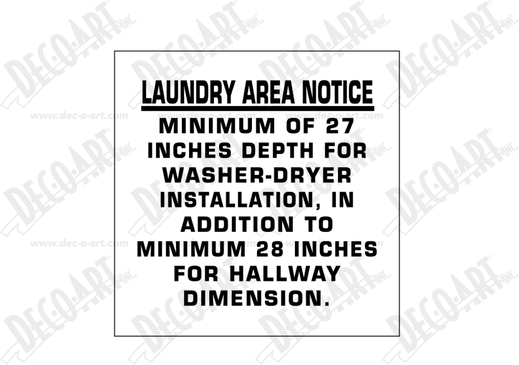 CL0024 Laundry area notice. Pack of 100. DecOArt