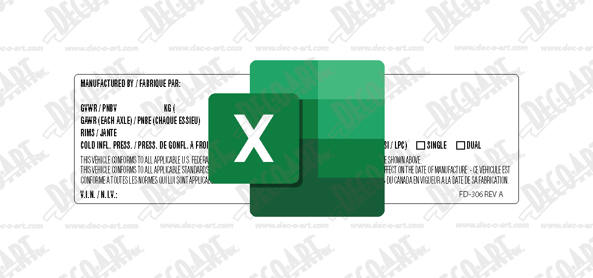 FD-306T template for imprinting variable data for FD-306