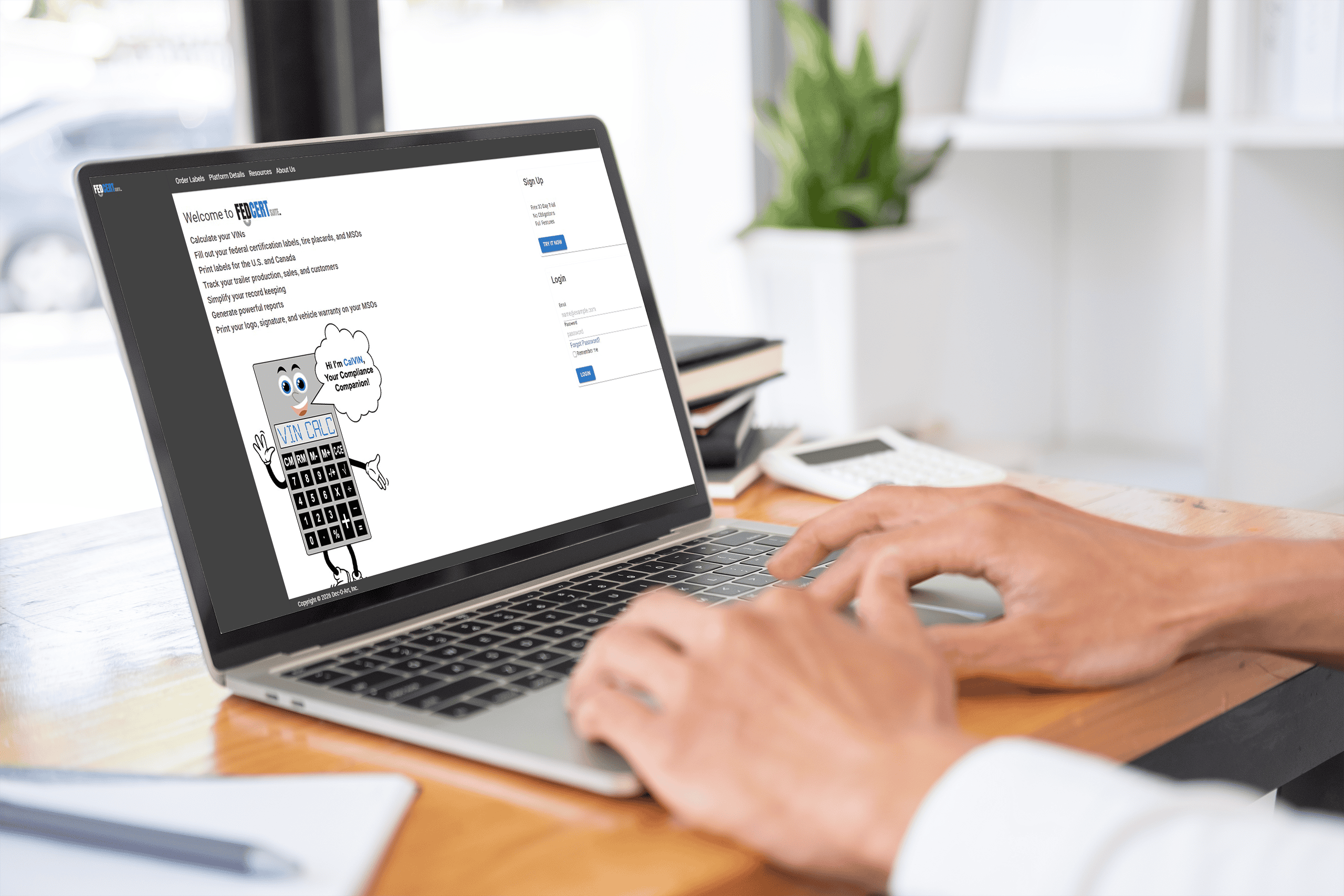 person searching FedCert Suite on laptop