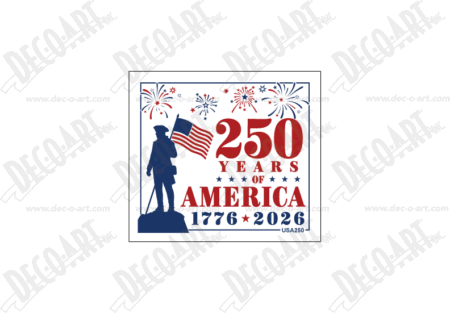 USA250 label graphic. DOA USA 250 YEARS OF AMERICA LABEL 2.250 X 2.000